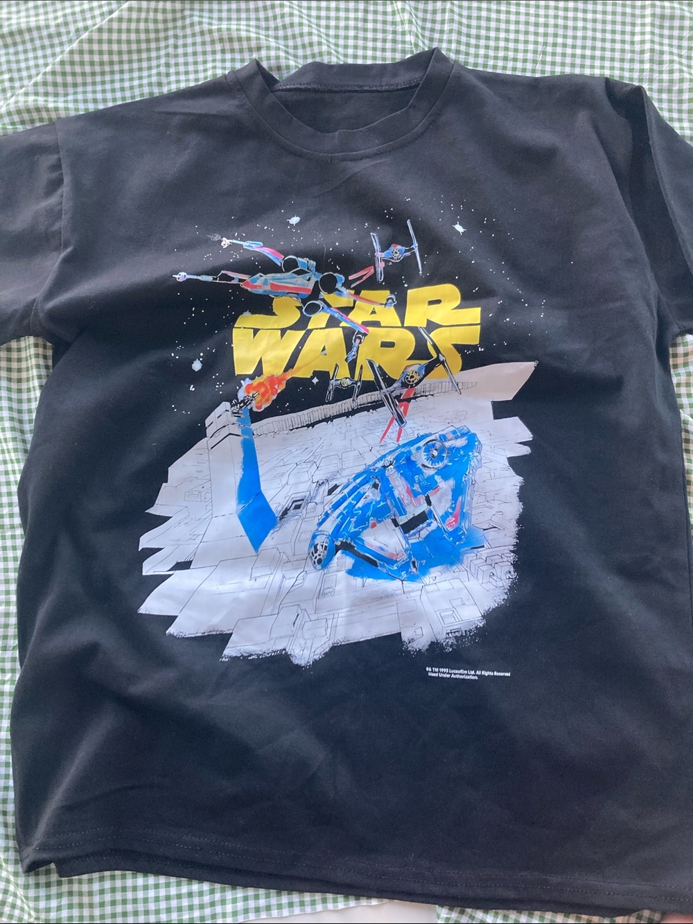 Star Wars Graphic Tee in Black with Yellow Logo and Blue Artwork